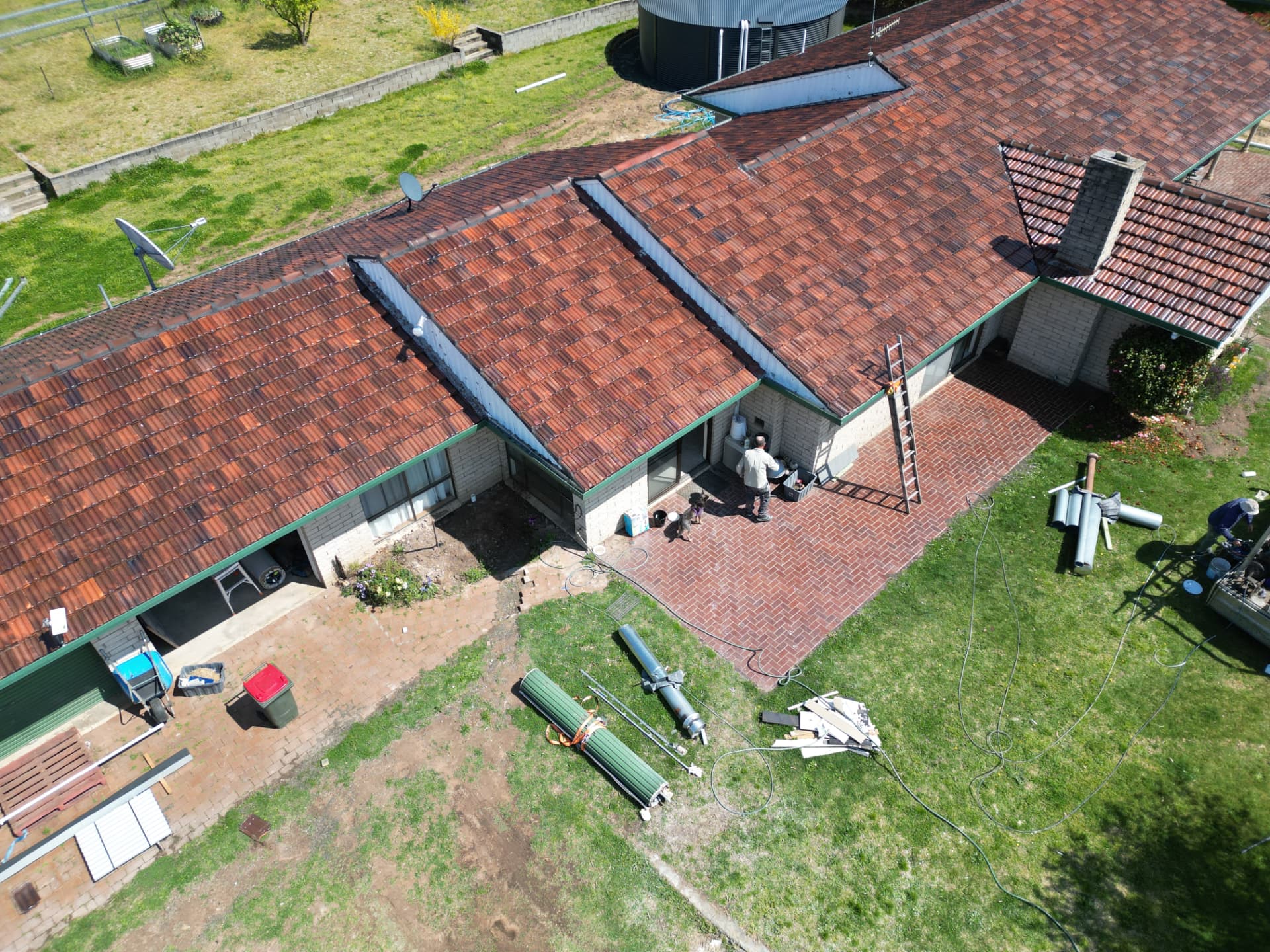 Faded, weathered concrete tile roof near Armidale before restoration