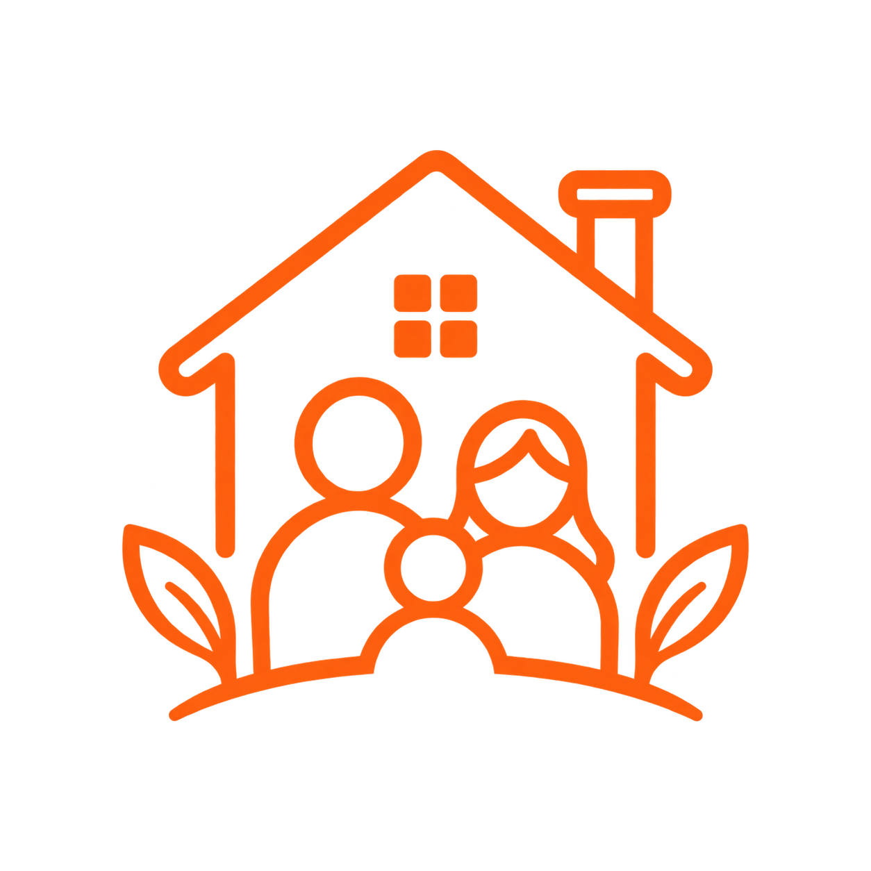 House and family icon representing a local family-owned business