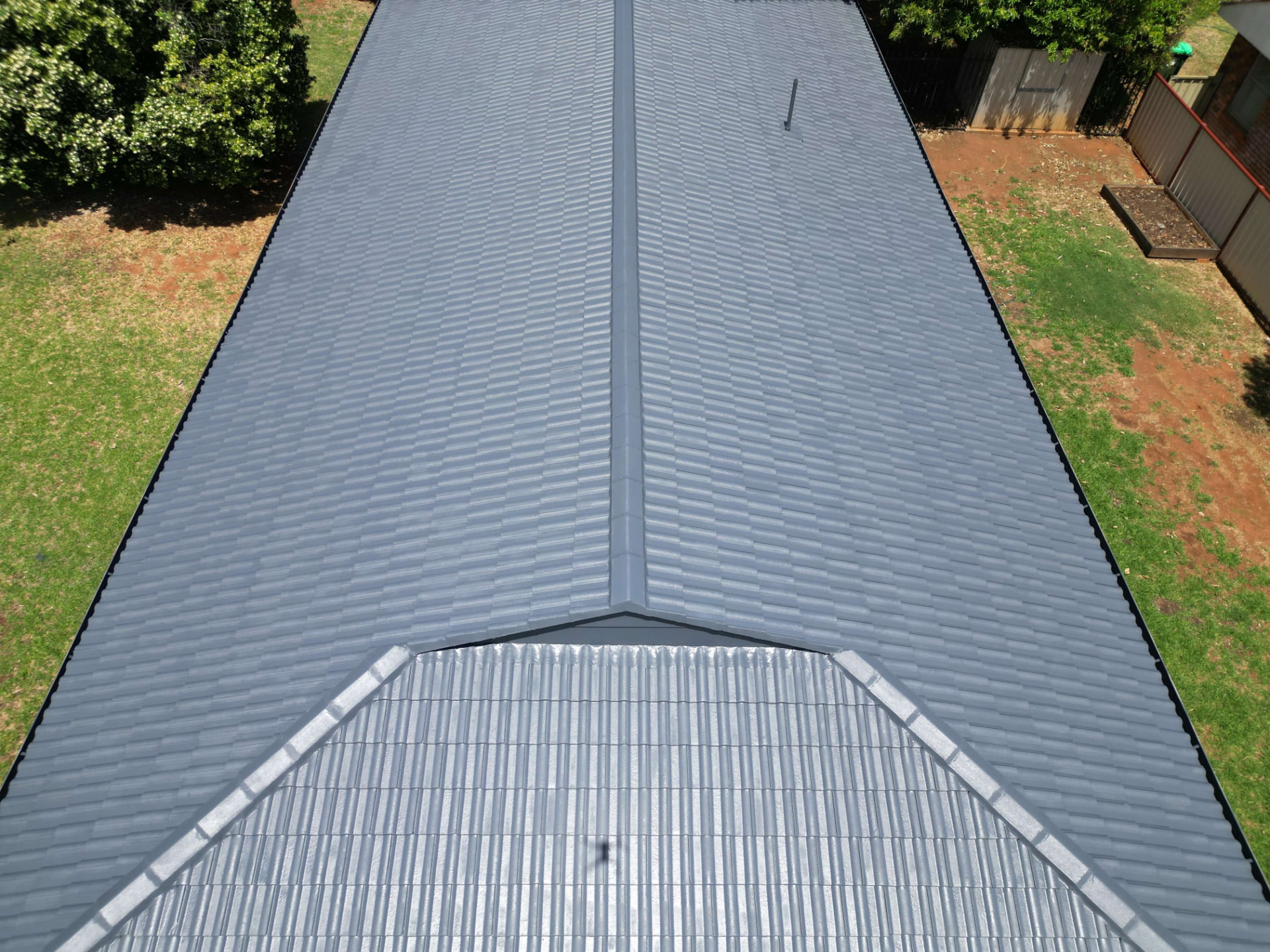 Gunnedah Tile Roof Restored in Ironstone, Photographed Straight Down the Ridge Line