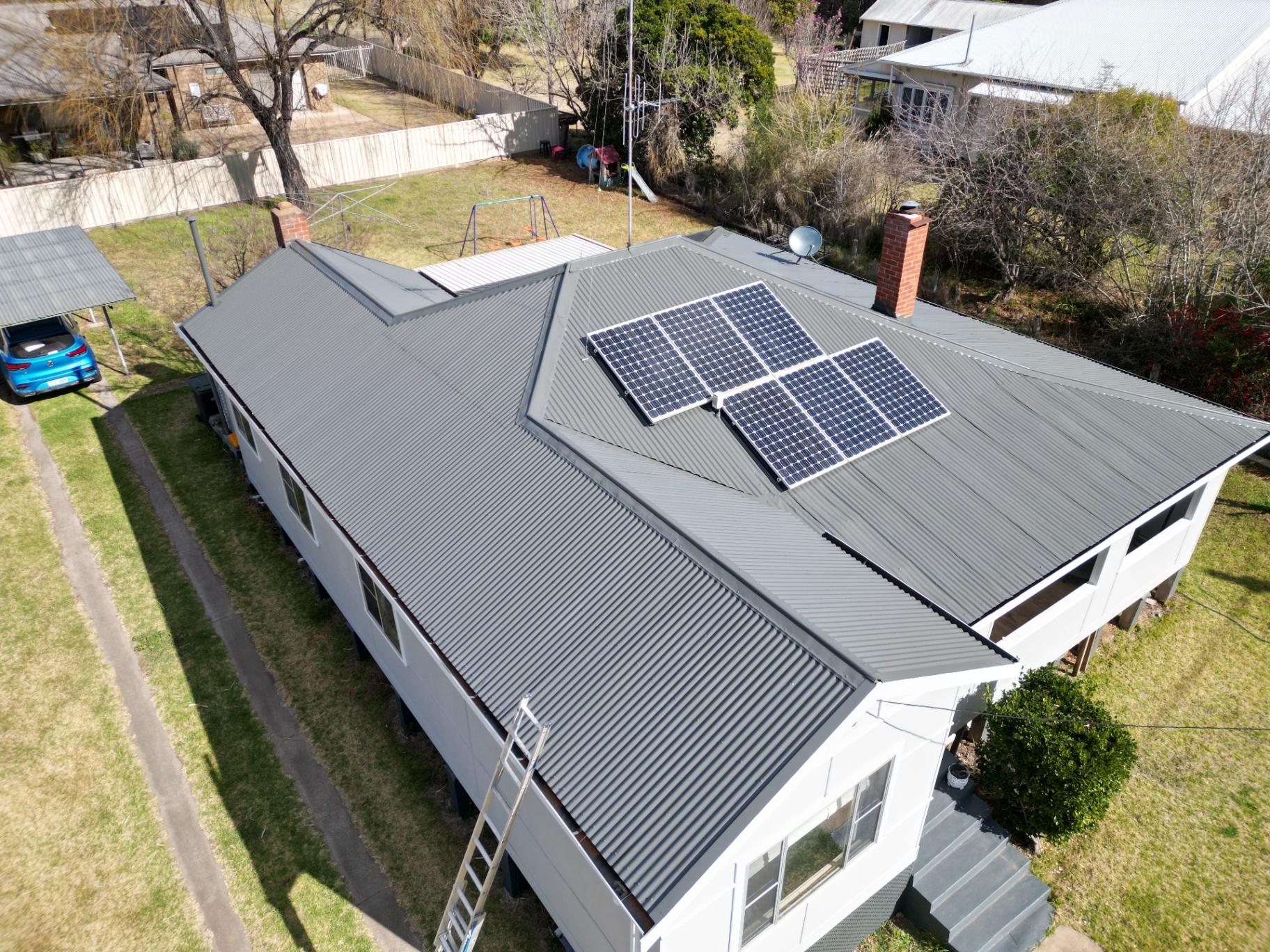 Aerial View of a Coonabarabran Home With a Restored Grey Colorbond Roof
